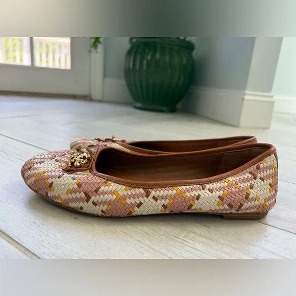 Tory Burch Woven Flats - Pink, Brown, and Cream - Picture 5 of 8